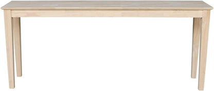 International Concepts Shaker Console Table, 72-Inch Long, Solid Parawood, Unfinished
