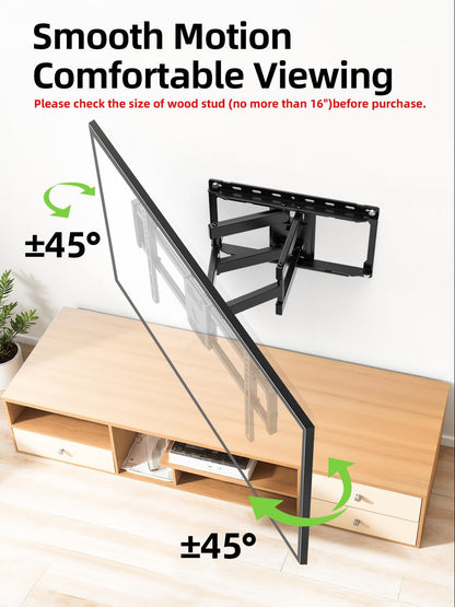 Full Motion TV Wall Mount for Most 42-90 Inch Flat Screen/Led/4K, TV Mount Bracket Dual Swivel Articulating Tilt 6 Arms, Max 16" Wood Studs, VESA 600X400Mm, Holds up to 132Lbs