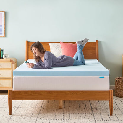 Memory Foam Mattress Topper - 3 Inch Gel Infused Memory Foam - Plush Feel - Cooling and Pressure Relieving - Certipur Certified - Dorm Room Essentials - Queen Size
