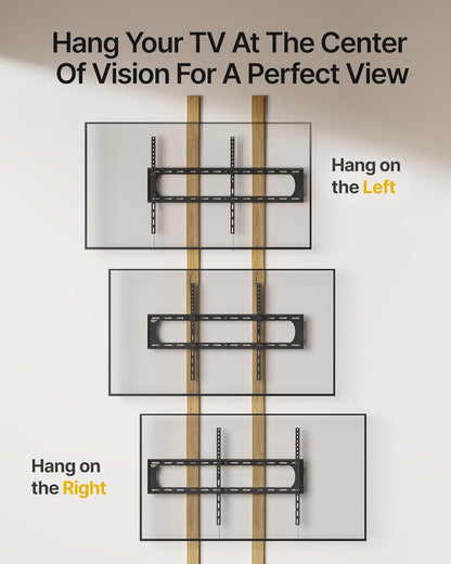 Heavy Duty Fixed TV Wall Mount Bracket for 60–120" Flat & Curved Tvs up to 300Lbs, 4× Load Tested, Ultra Slim 1.3" Low Profile, Max VESA 900X600, Quick-Release Lock, Fits 16"/18"/24" Wood Studs