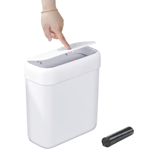 Bathroom Small Trash Can with Lid,10L / 2.7 Gallon Slim Garbage Bin Wastebasket with Press Top Lid for Bedroom,Rv,Office,Kitchen,Craft Room