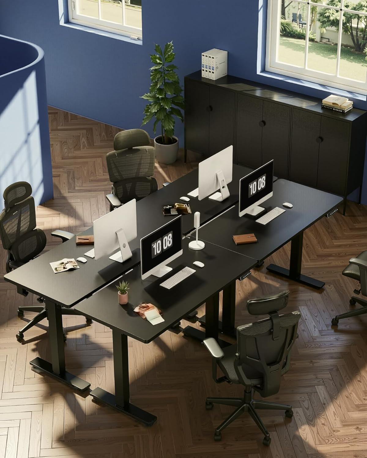 EN1 One-Piece Standing Desk, 48"X24" Seamless Desktop Electric Height Adjustable for Home Office, Study Rooms & Multi-Device Workstations, Black