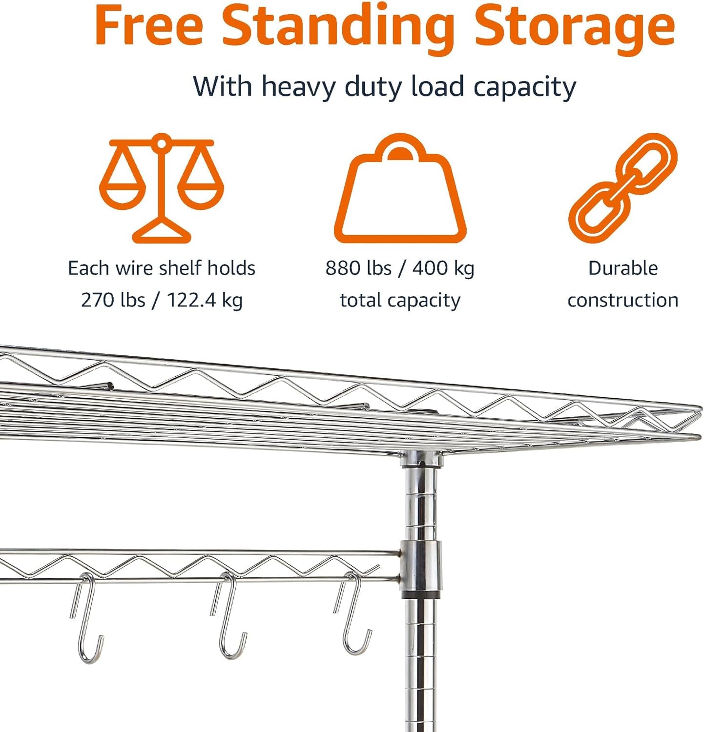 Kitchen Storage Baker'S Rack with Removable Top, Chrome/Beige, 18"D X 24" W X 59"H