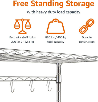 Kitchen Storage Baker'S Rack with Removable Wood Top, Chrome/Beige, 24"W X 59"H X 18"D