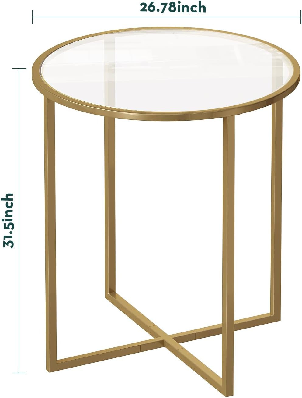 Small round Dining Table for 2,Glass Circle Kitchen Dinner Table,26.7'' Multifuntional Modern Desk for Dining Room,Office,Kitchen,Apartment,Easy Assembly,Gold