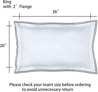 Set of 2 Elegant Embroidery Pillowcases, King Size, 100% Cotton - White Good Feeling Shams, Elegant Trims, Softer and Breathable Pillow Covers, 20X36 Inches
