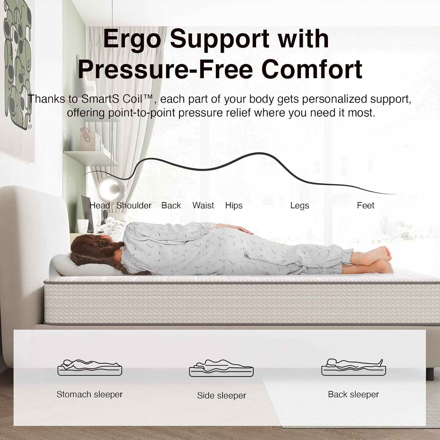 Twin Mattress, 8 Inch Twin Size Mattresses in a Box with Smarts™ Coil for Pressure Relief, Medium Plush Foam and Spring Hybrid Colchones with Certipur-Us Certified for Kid for Kidss