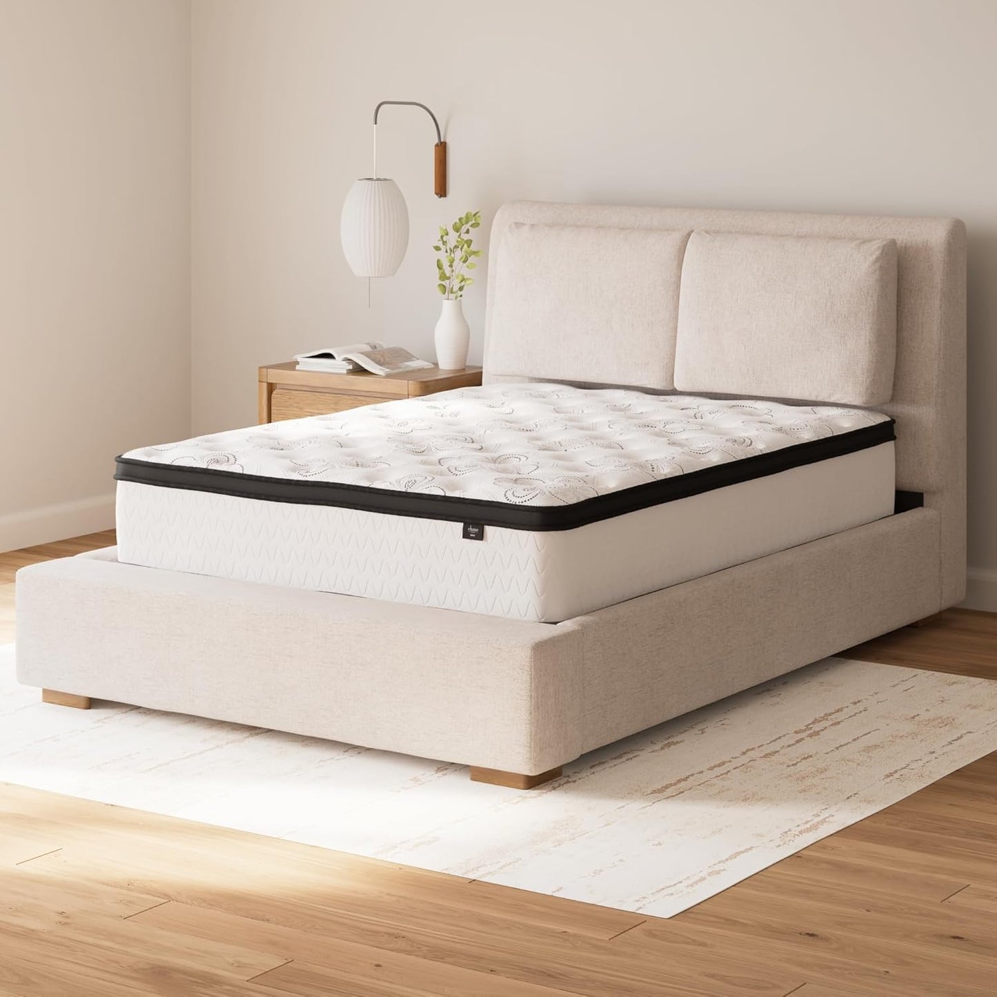 Queen Size Chime 12 Inch Medium Firm Hybrid Mattress with Cooling Gel Memory Foam for Pressure Relief, Fiberglass Free, Mattress in a Box