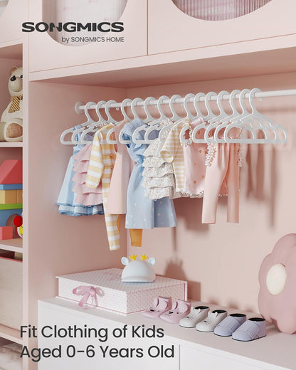 Baby Hangers 60 Pack, Plastic Kids Hangers for Closet, 11 X 6.1 Inches, for Children Aged 0-6 Years, Space-Saving, Non-Slip, Cloud White UCRP080W01