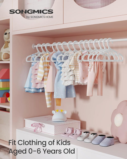 Baby Hangers 60 Pack, Plastic Kids Hangers for Closet, 11 X 6.1 Inches, for Children Aged 0-6 Years, Space-Saving, Non-Slip, Cloud White UCRP080W01
