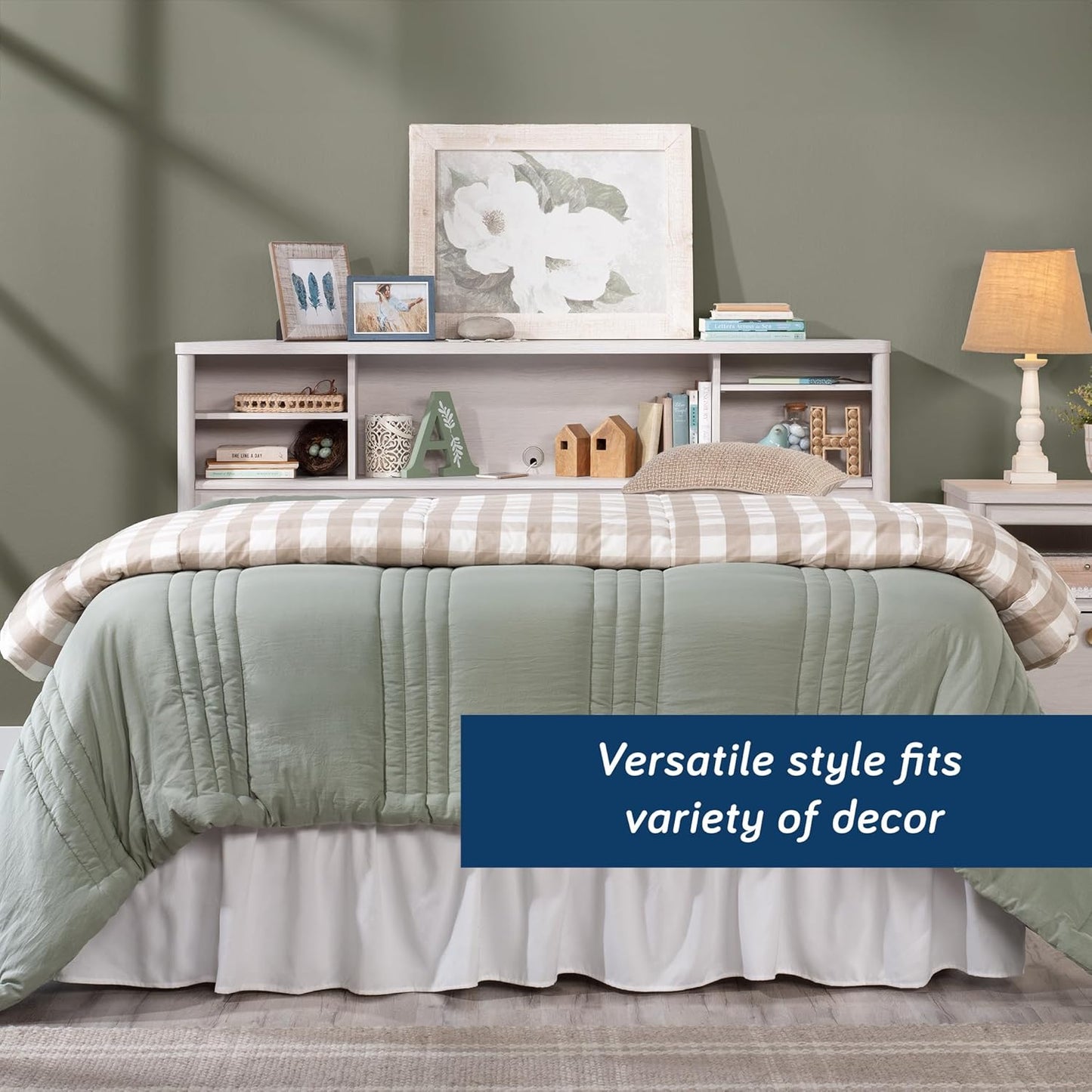 Dover Edge Full/Queen Bookcase Headboard, Glacier Oak Finish