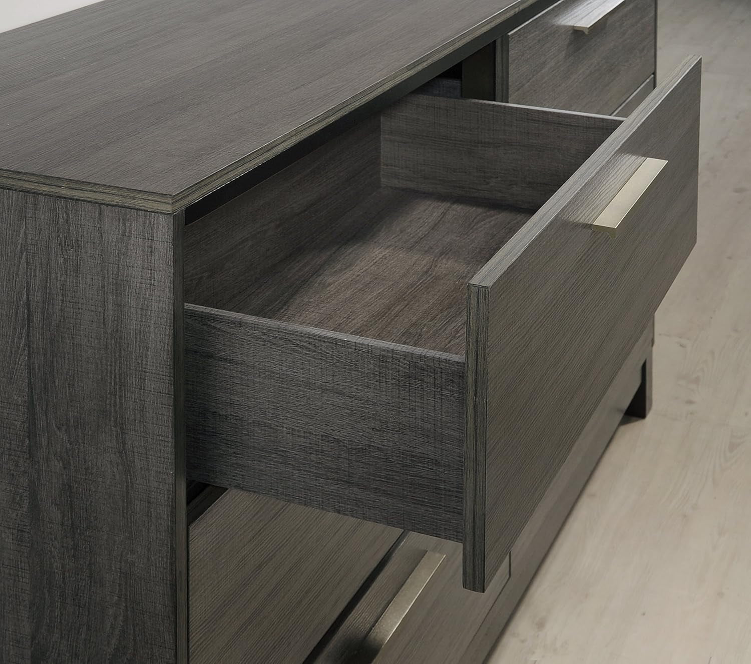 Ioana 187 Antique Grey Finish Wood Bed Room Set, King Size Bed, Dresser, Mirror, Night Stand, Chest