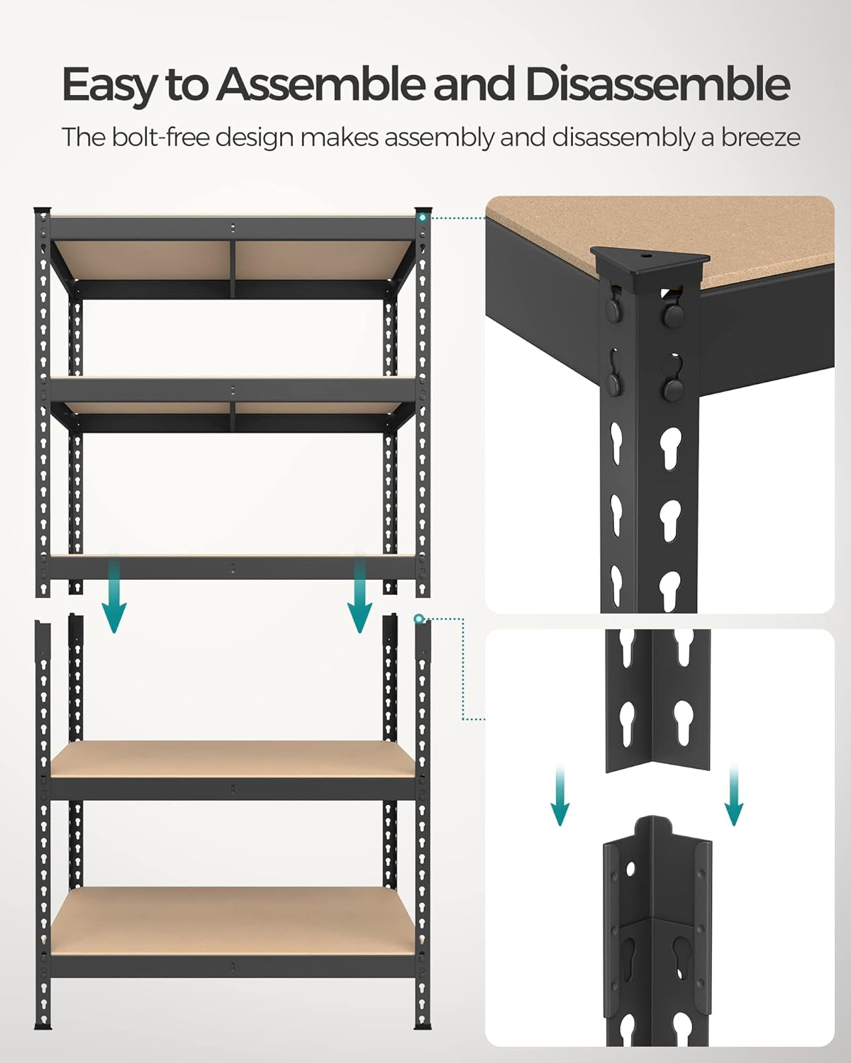 5-Tier Storage Shelves, Load 2310 Lb, Set of 2 Garage Storage, Boltless Assembly, Adjustable Shelving Unit, 17.7 X 35.4 X 70.9 Inches, for Study Shed Basement, Black UGLR450B02