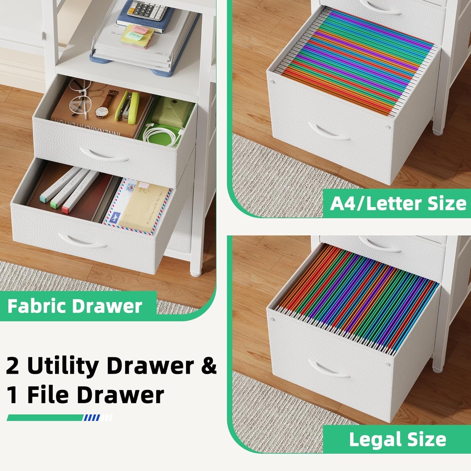 93'' Two Person Desk with Charging Station, Long Desk with 3 Drawers and Printer Shelf, Double Computer Desk, 2 Person Writing Study Table Workstation for Home Office, White