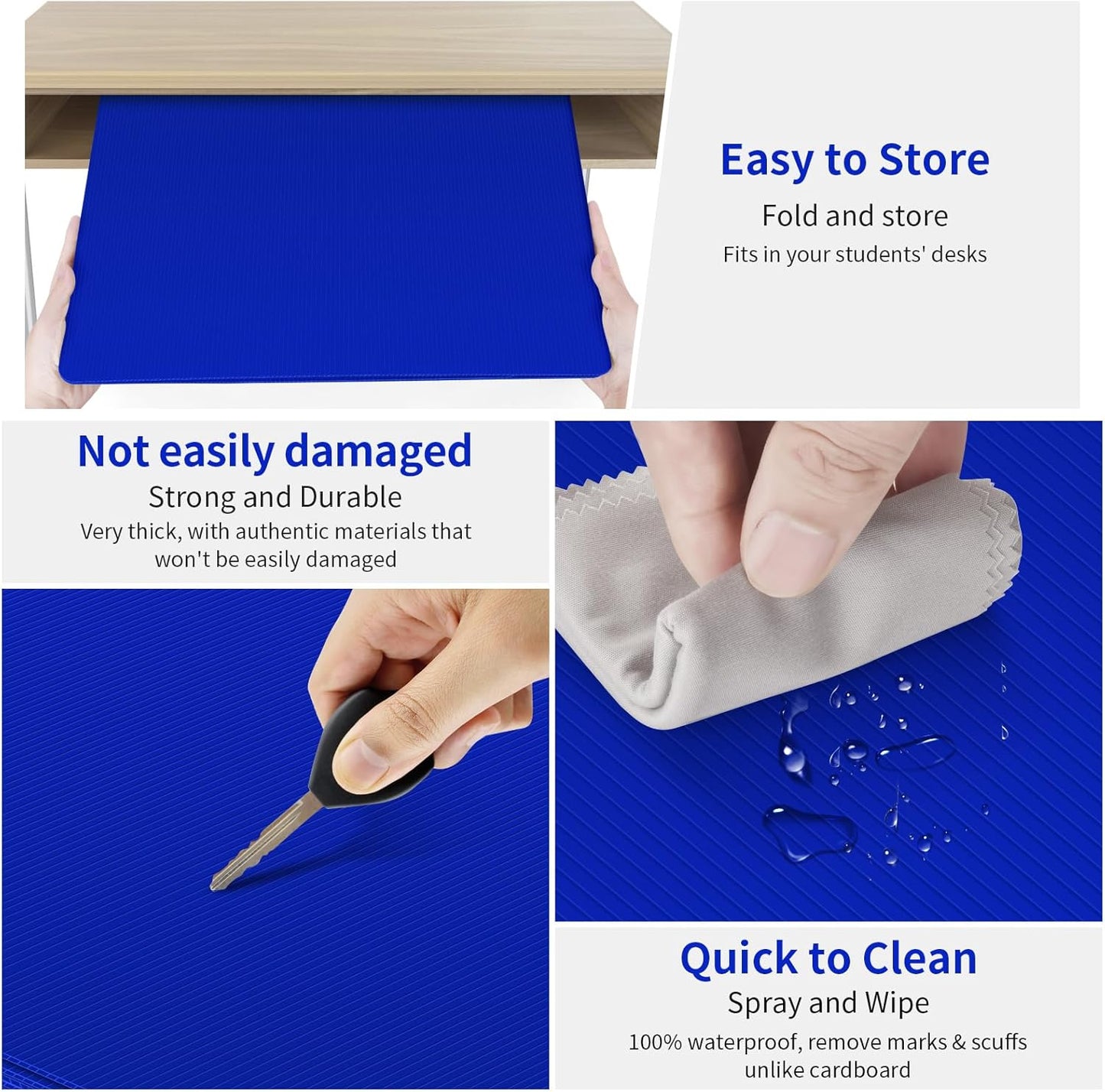 6 Pack Blue Desk Dividers for Students, Privacy Shields Folder for Students, Durable & Waterproof Plastic Study Board, Classroom Teacher Supplies Test Divider, Includes Extra Labels