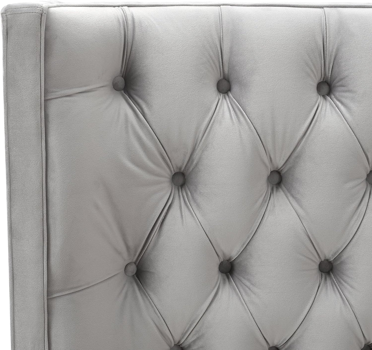 Jennifer Taylor Home Brooklyn King Tufted Panel Bed Headboard and Footboard Set, Opal Grey Velvet