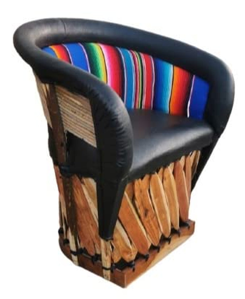 Equipal Forniture Traditional Mexican Equipal Chair Black Color Zarape , Artisan in Mexico Equipales San José Original Skin Ideal for Your Home, Bar, Restaurant, Office, Hotel