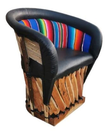 Equipal Forniture Traditional Mexican Equipal Chair Black Color Zarape , Artisan in Mexico Equipales San José Original Skin Ideal for Your Home, Bar, Restaurant, Office, Hotel