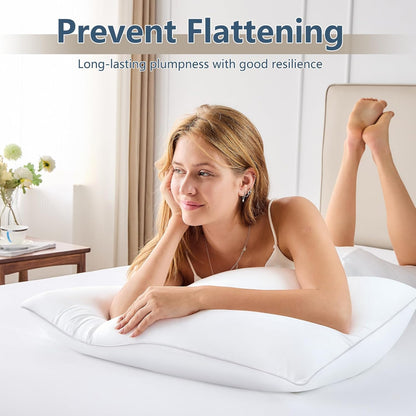 Soft Supportive Bed Pillows for Side and Back Sleepers, Oeko-Tex Certified down Alternative Filling, Hotel Quality Fluffy Sleeping Pillow, White, King - 19" X 34", 4 Pack
