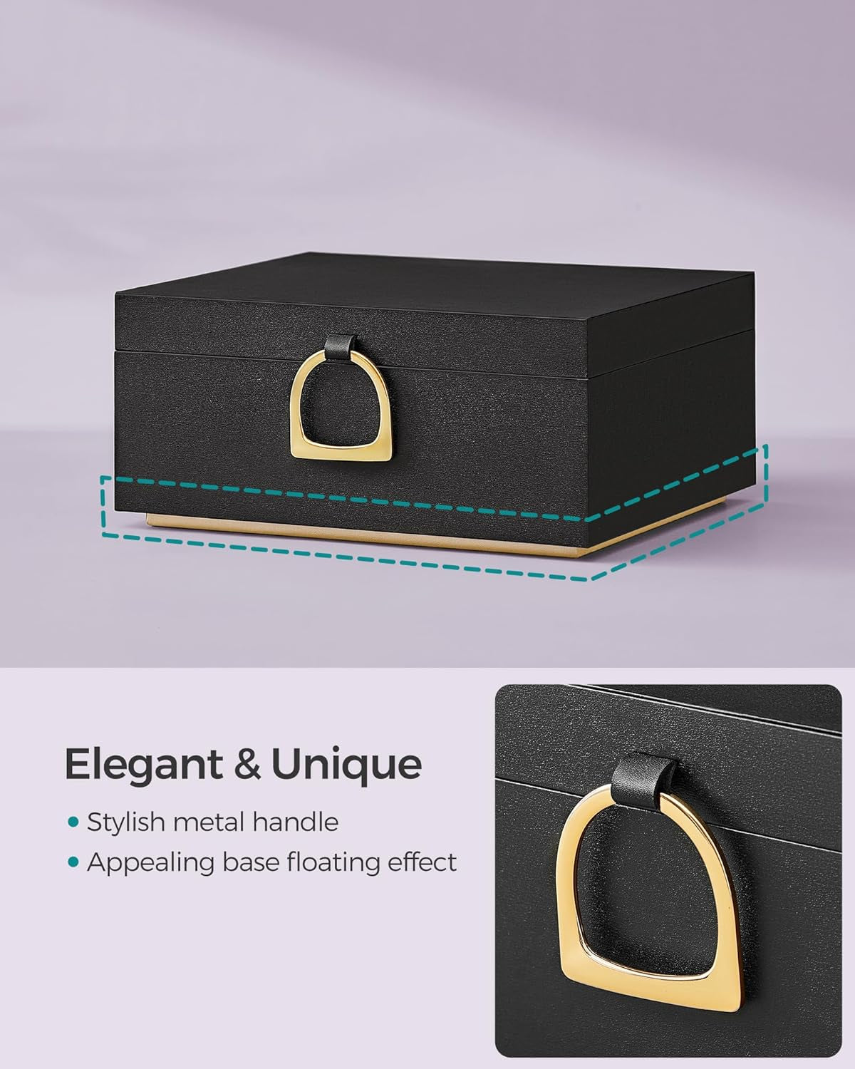 2-Layer Jewelry Box with Handle and Rectangular Travel Jewelry Box Bundle, Removable Jewelry Tray, with Mirror, PU, Zippers, Gift Idea, Ink Black UJBC165B01 and UJBC180B01