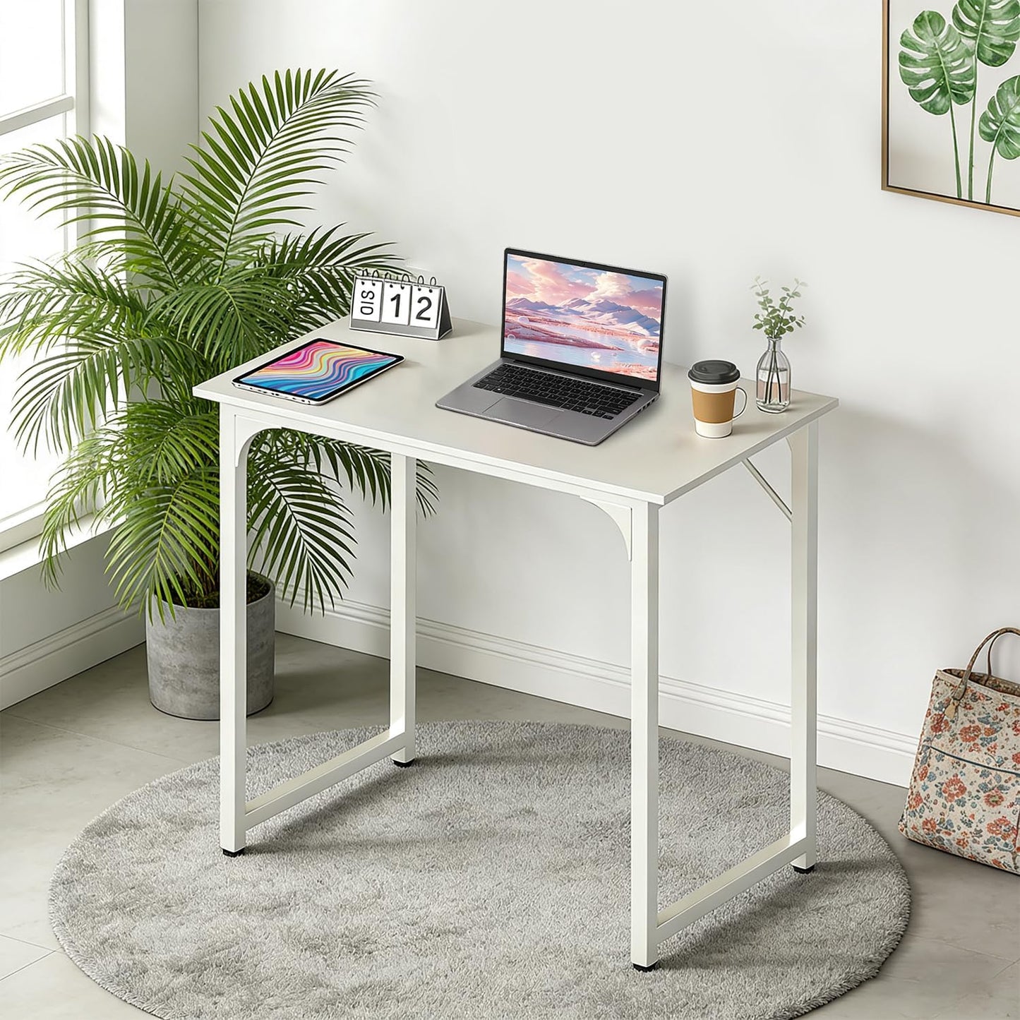 Computer Desk,Home Office Desk, Modern Simple Style for Home Office Study Writing (White, 32 Inch)