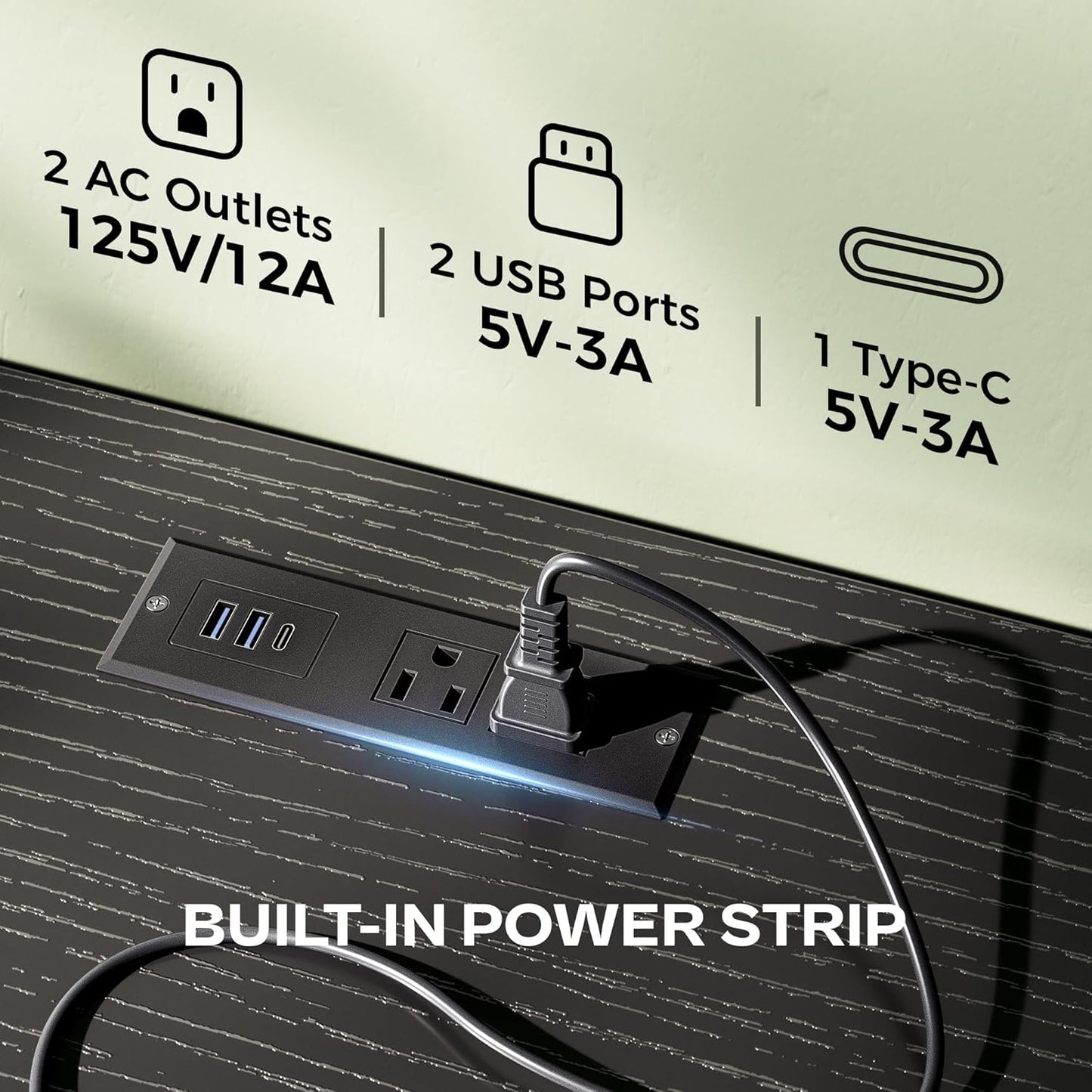 47 Inch TV Stand Dresser with Power Outlets and LED Lights, Fabric Dresser for Bedroom with Storage, 4 Drawers Entertainment Center with Open Shelf, Media Console for 55 50 Inch TV, Black