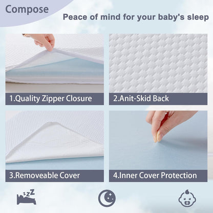 Lisara Bassinet Mattress, 41" X 29" Dual Sided Gel Memory Foam Mattress with Waterproof, Removable and Breathable Ice Silk Cover, Fit for 4Moms Breeze plus Portable Playard