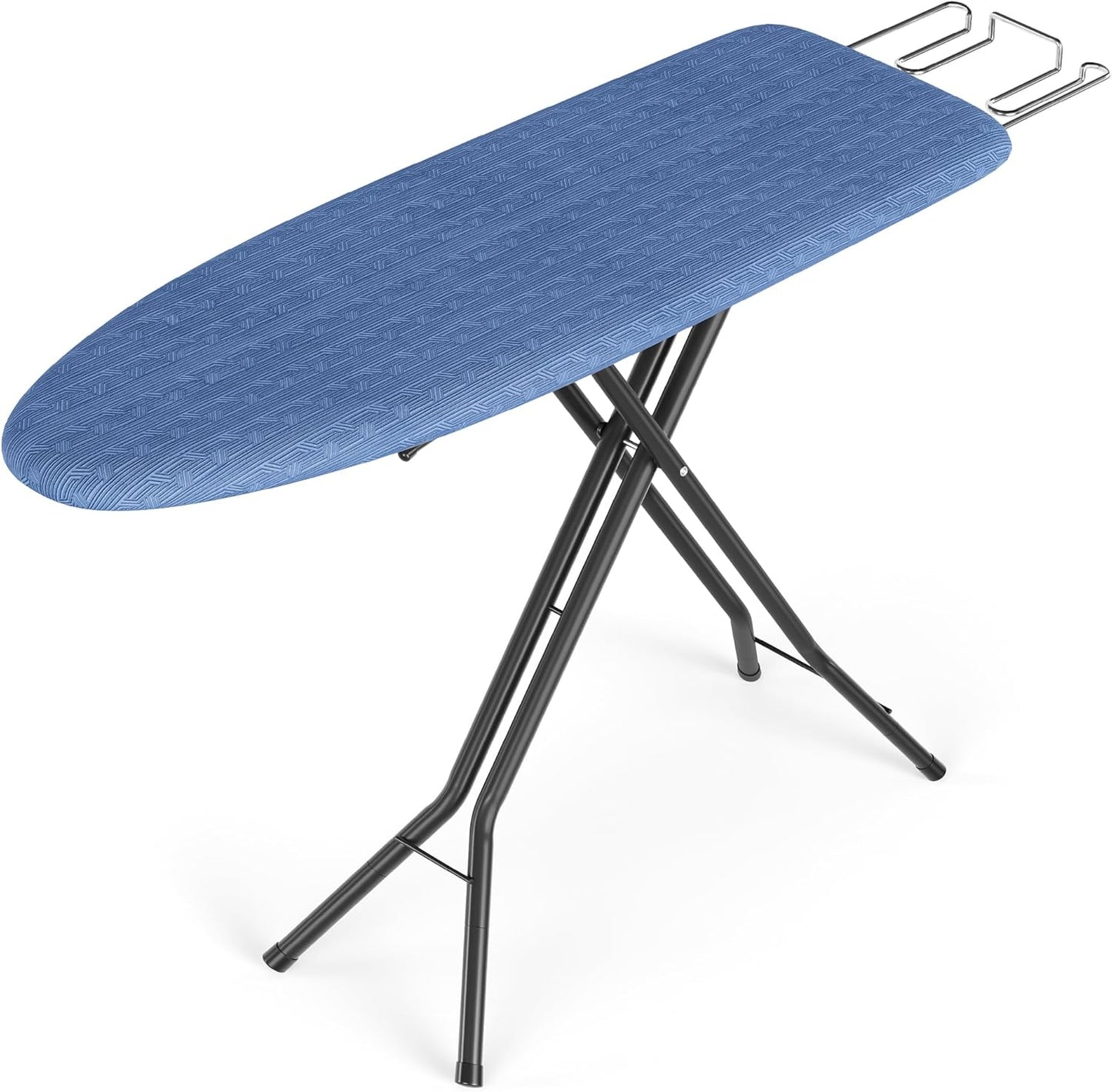 Ironing Board, Foldable Iron Board, Height Adjustable up to 35 Inches, with 4 Layered Cover and Pad, Iron Rest, Hook, Steel X-Legs, for Home, Laundry Room, Dorm, Midnight Blue ULLB001Q01