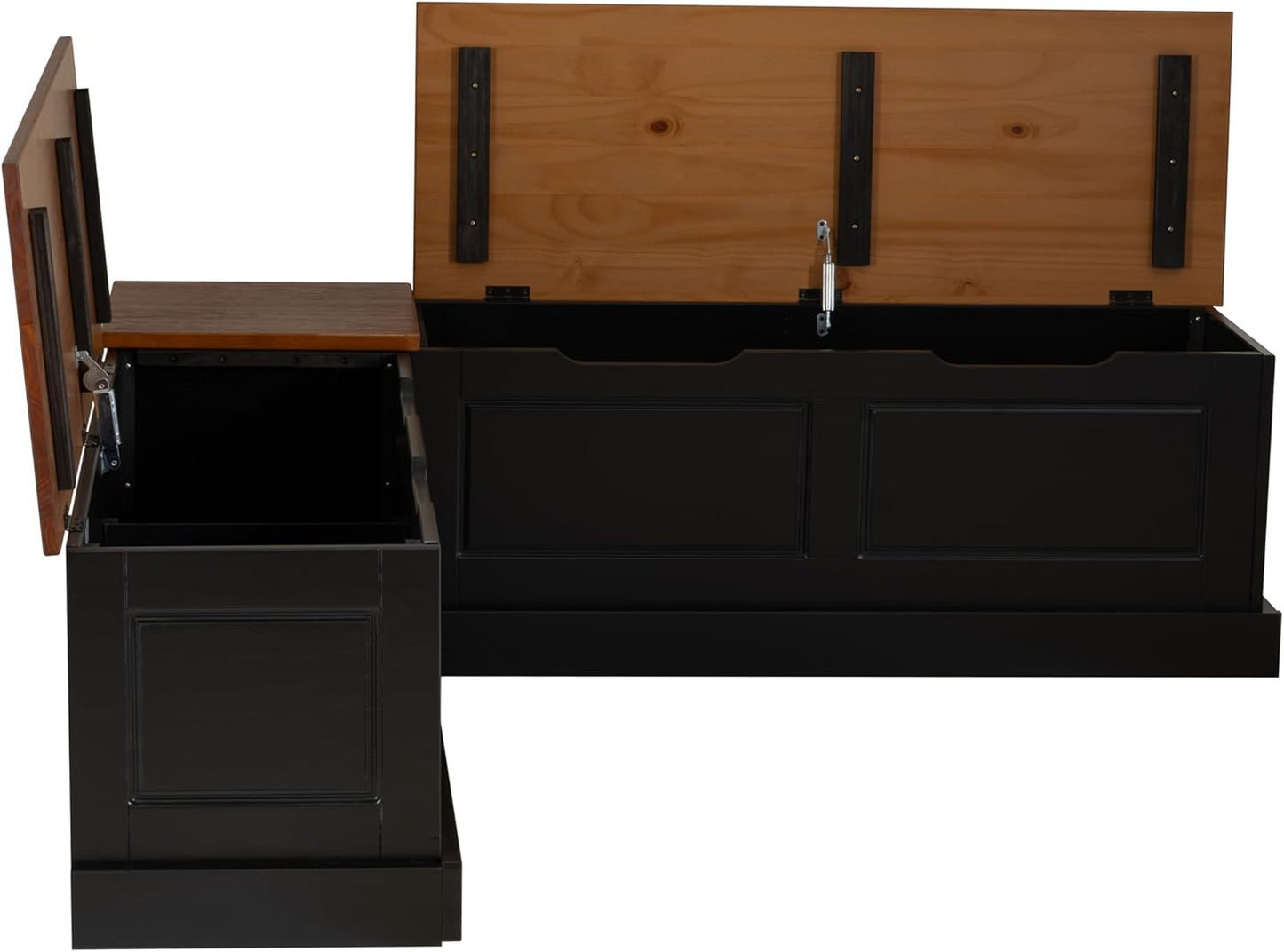 Harris Black and Walnut Backless Kitchen Dining Nook with Hidden Storage Bench Space