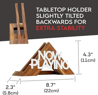 Tabletop Now Playing Vinyl Record Stand - Wooden Vinyl Record Holder - LP Shelf - No-Tool Assembly