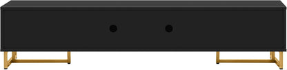 Modern TV Stand with Drawers for Tvs up to 75'', Media Console Storage Cabinet Entertainment Center Furniture for Living Room Bedroom, Gold Metal Legs, 70.9-Inch, Black
