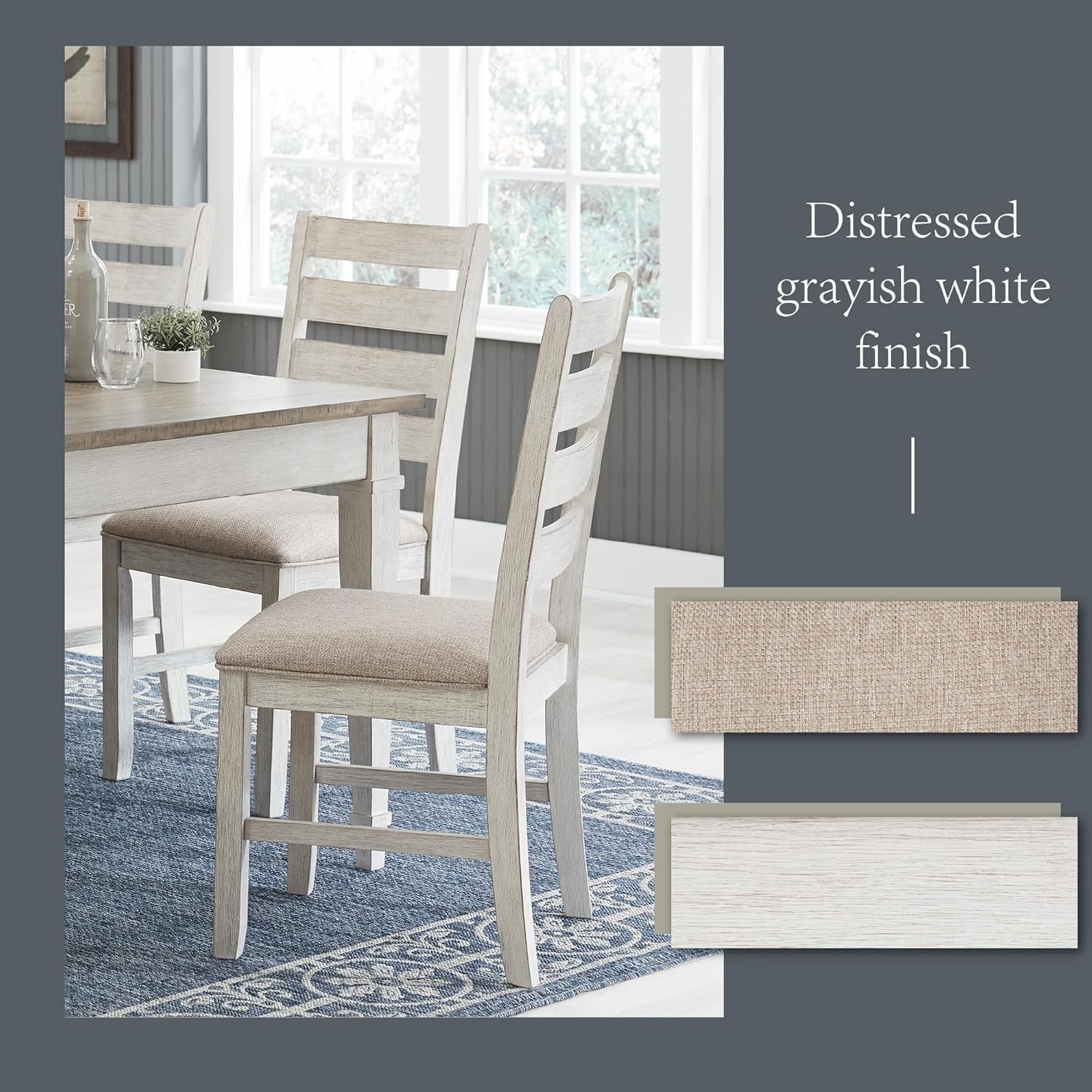 Skempton Modern Farmhouse Dining Room Chair, 2 Count, Whitewash