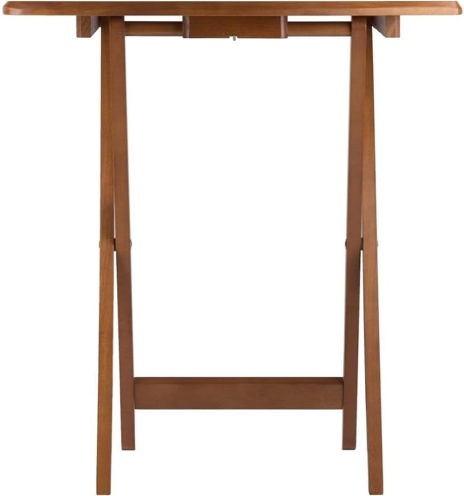 24" W X 12" D Transitional Oversized Solid Wood Snack Table Set with Storage Stand, Curved Sides, Rounded Corners, X-Frame Bases, No Assembly Required, in Brown Finish (Set of 5)