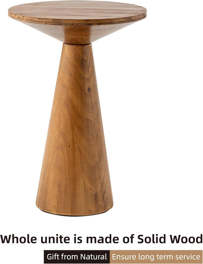 Small Pedestal End Table round Farmhouse Martini Table Wood Plant Stand Rustic Drink Table for Small Space Living Room, Walnut