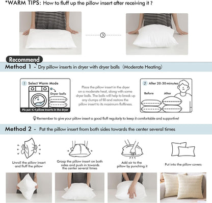 Throw Pillow Insert Premium Pillow Stuffer Sham Rectangle for Decorative Cushion Bed Couch Sofa 12X20 Inch