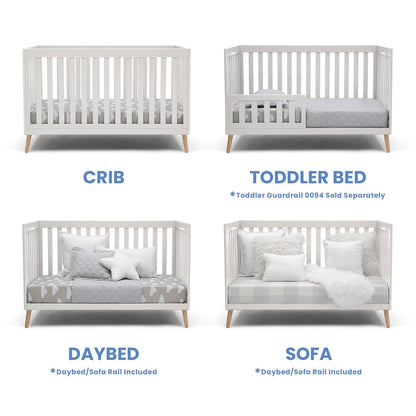 Essex 4-In-1 Convertible Baby Crib, Bianca White with Natural Legs