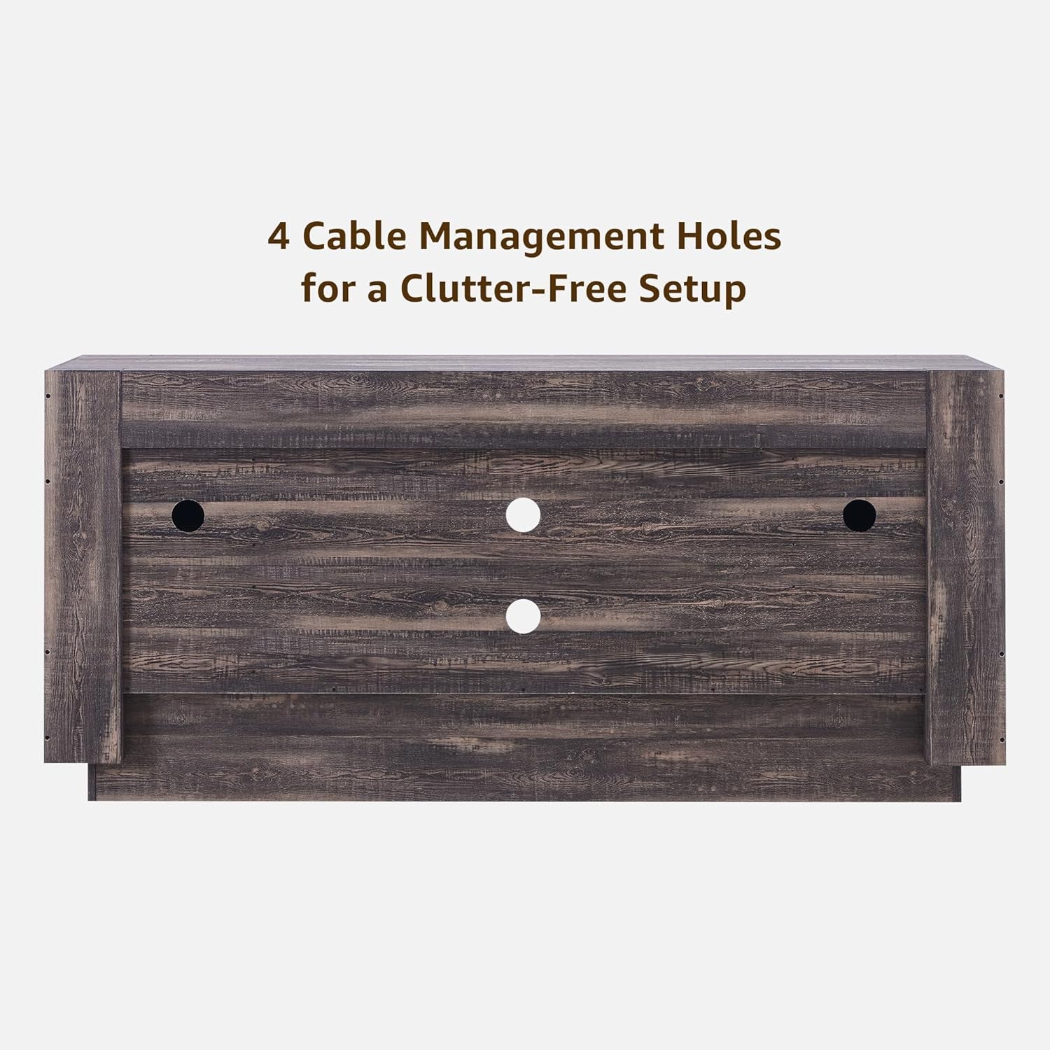 Modern 70" TV Stand, Entertainment Center for Tvs up to 80", Media Console with Large Open Storage & Side Cabinets, Thick Wood Design for Living Room, Dark Rustic Oak