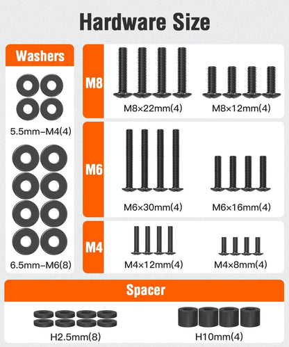 Universal TV Mounting Hardware Kit with Box, M4 M6 M8 Screws and Washers Spacers, Replacement Screws Set for Most Flat Curved TV Monitors, YD9041