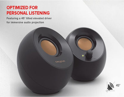 Pebble 2.0 Usb-Powered Desktop Speakers with Far-Field Drivers and Passive Radiators for Pcs and Laptops (Black)