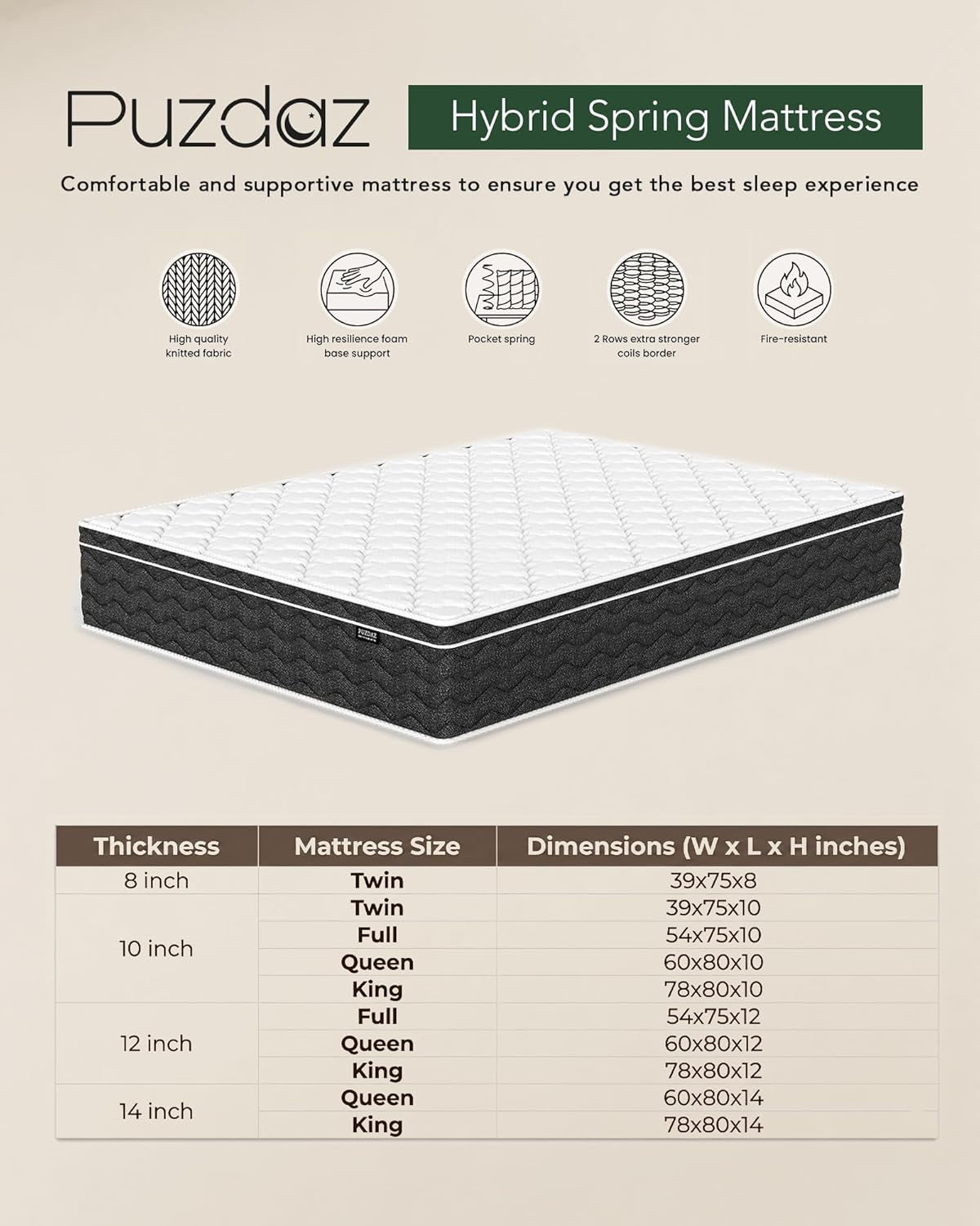 Queen Mattress 12 Inch Hybrid Mattress Queen Size - Memory Foam & Individually Pocket Coils Springs, Pressure Relief, Motion Isolation, Edge Support, Certipur-Us Certified, Medium Firm