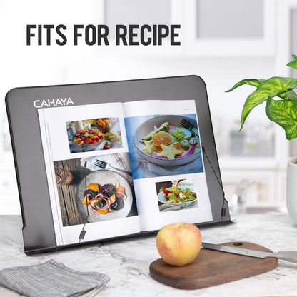 Desktop Sheet Music Stand Metal Angle Adjustable Tabletop Book Reading Cookbook Tablet Holder Stand Tray and Page Paper Clip CY0214