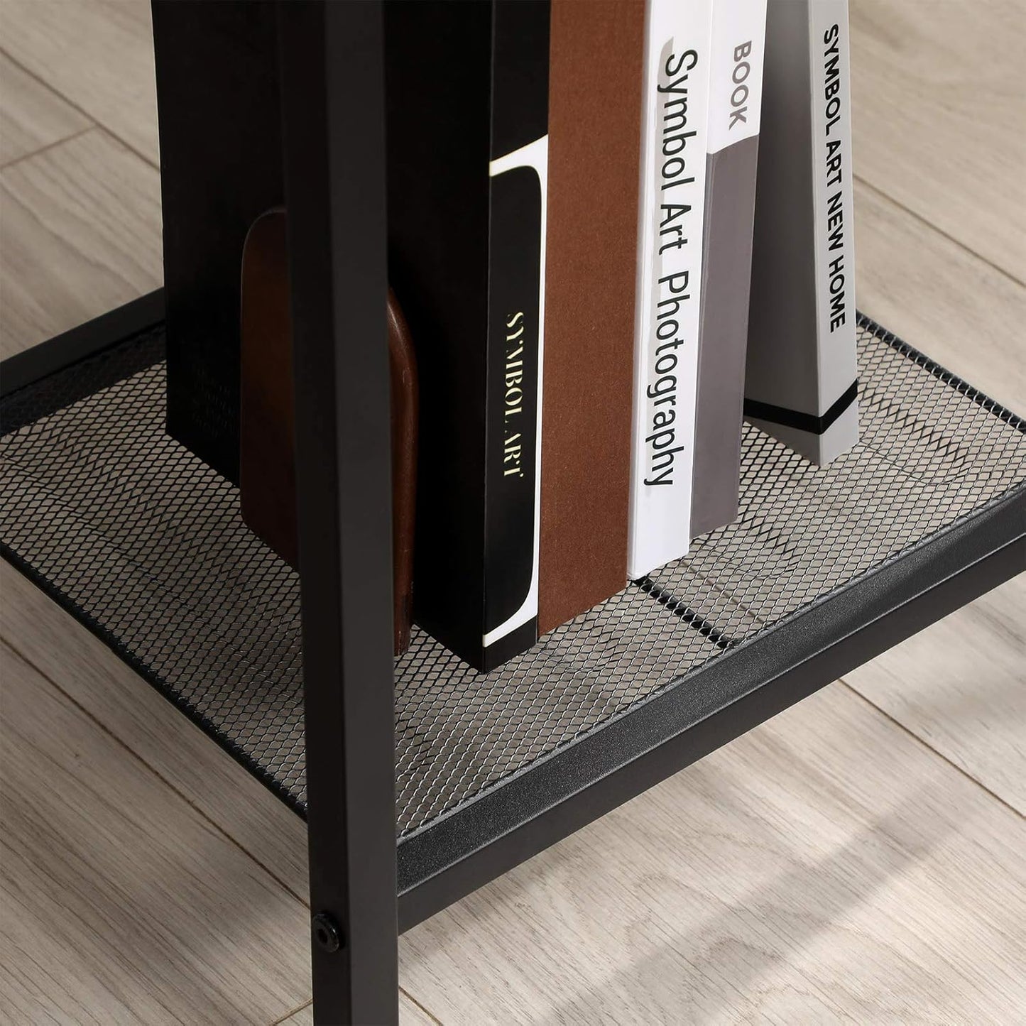 End Table Set of 2, 3-Tier Nightstands, Side Table for Small Space in Living Room, Bedroom, Steel Frame, Easy Assembly, 2-Pack, Chestnut Brown