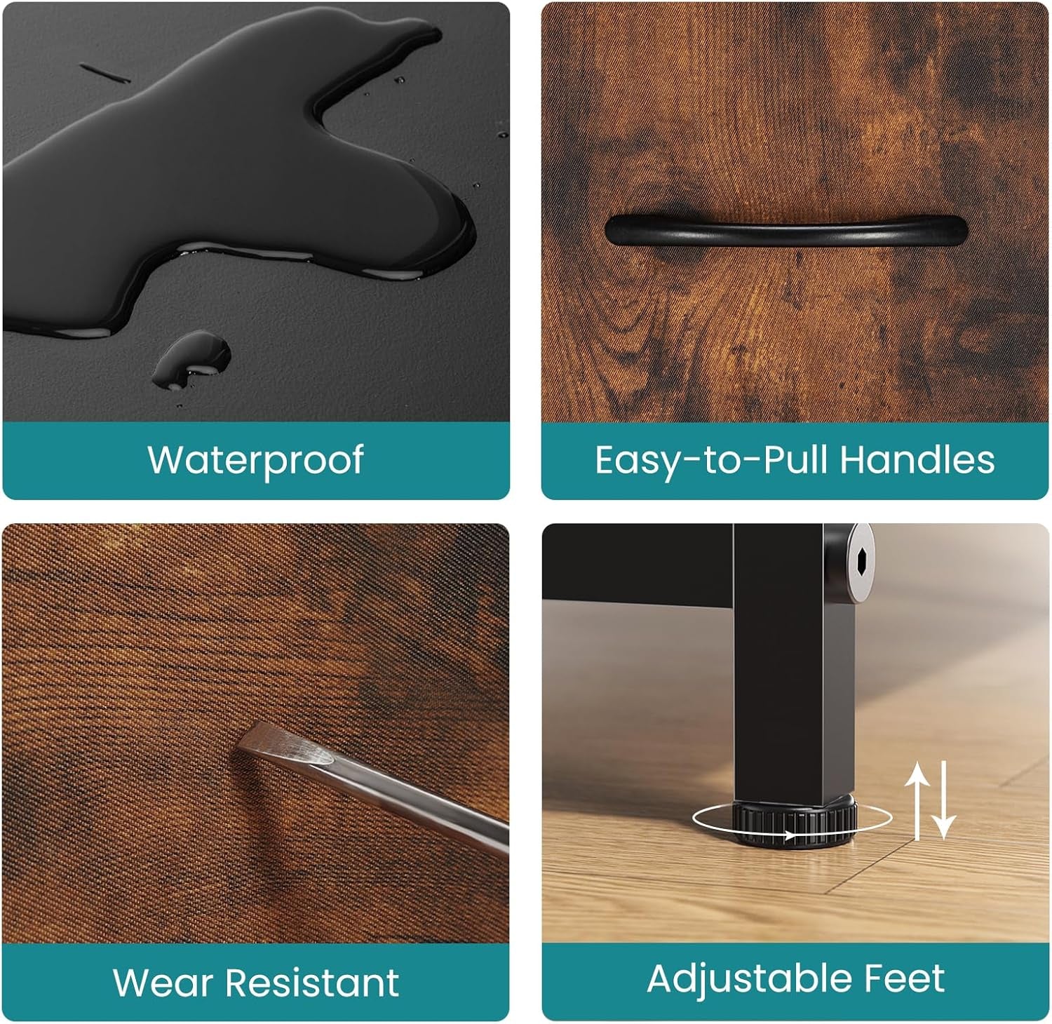 Dresser for Bedroom with 5 Drawers, Wide Chest of Drawers, Fabric Bedroom Dresser with Drawer Organizer, Storage Organizer Unit with Fabric Bins for Closet, Living Room, Hallway, Classic Black