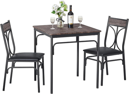 Kitchen Dining Room Table Set with 2 Chairs for Small Space, Apartment,Metal Steel Frame