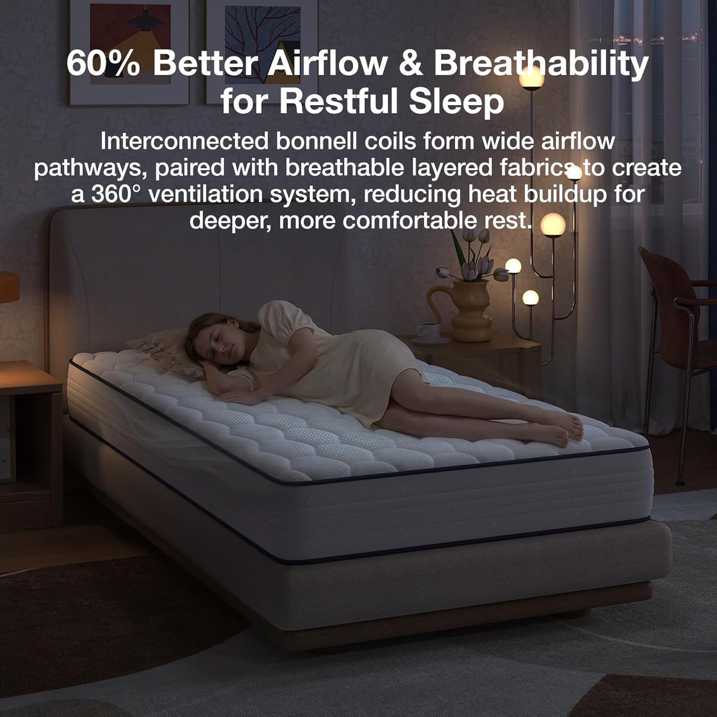 6 Inch Twin Mattress,Bonnell Spring Hybrid Mattresses for Spine Support & Cooling Comfort - Twin Bed Mattress,Adaptive Foam Layer with Medium Firm- Certipur-Us Certified for Youth/Guest Rooms