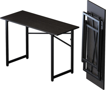 Folding Computer Desk 47 Inch Writing Gaming Computer Camping Table, No Assembly Required Home Office Desk, Black