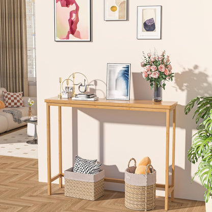 Console Table, Entryway Table, Narrow Sofa Table, 39" Bamboo Hallway Table for Entryway, Living Room, Bedroom, Foyer, Natural