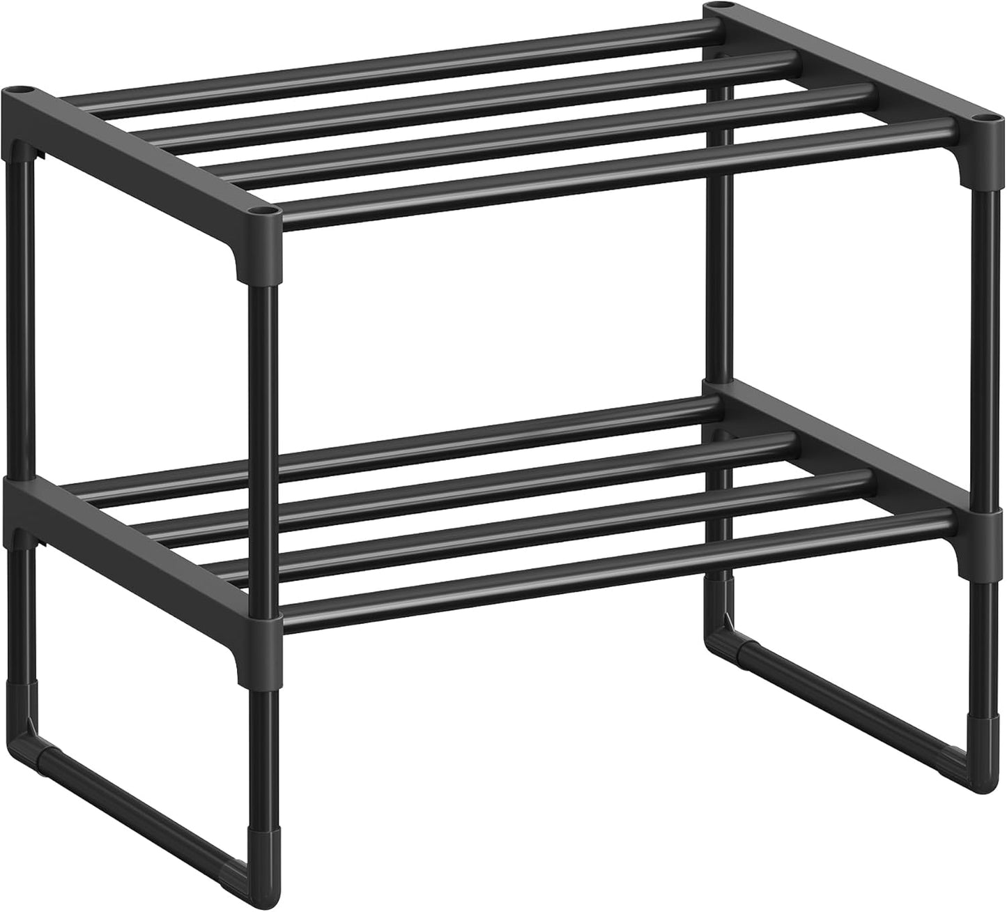 Shoe Rack, 2-Tier Shoe Organizer, Metal Storage Shelf, Upright or Upside Down, for 6-9 Pairs, Stackable, for Entryway, 11.8 X 26.8 X 13.2 Inches, Black ULSA202B01