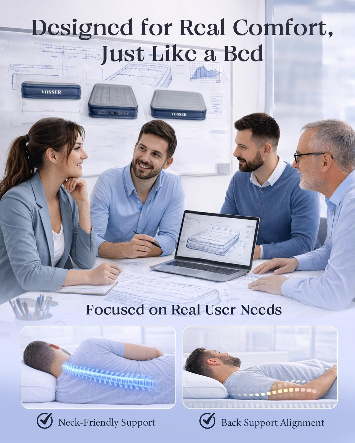 Air Mattress Queen with Built-In Pump, 18" Raised Inflatable Blow up Mattress,Upgraded Heavy Duty Portable Air Bed for Home,Guests,Floor & Camping, Self Inflating Colchon Inflable for Adults