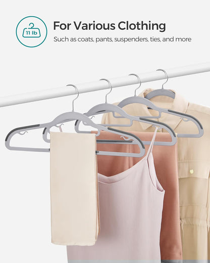 Pack of 30 Coat Hangers, Space-Saving Plastic Clothes Hangers, Non-Slip, 0.2 Inches Slim, 16.5 Inches Wide, 360° Swivel Silver Hook, Light and Dark Gray UCRP20G30